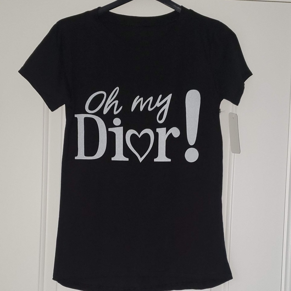 LAST 1❤️Black Oh My Dior  Print T Shirt - Picture 6 of 7